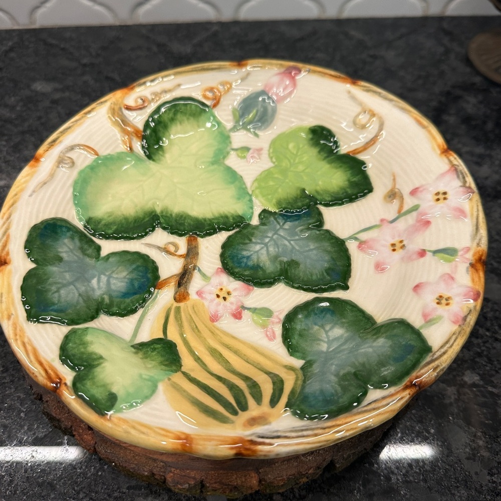 1992 Cardinal Ceramic Glazed Squash Blossom Salad Plate Made in Philippines